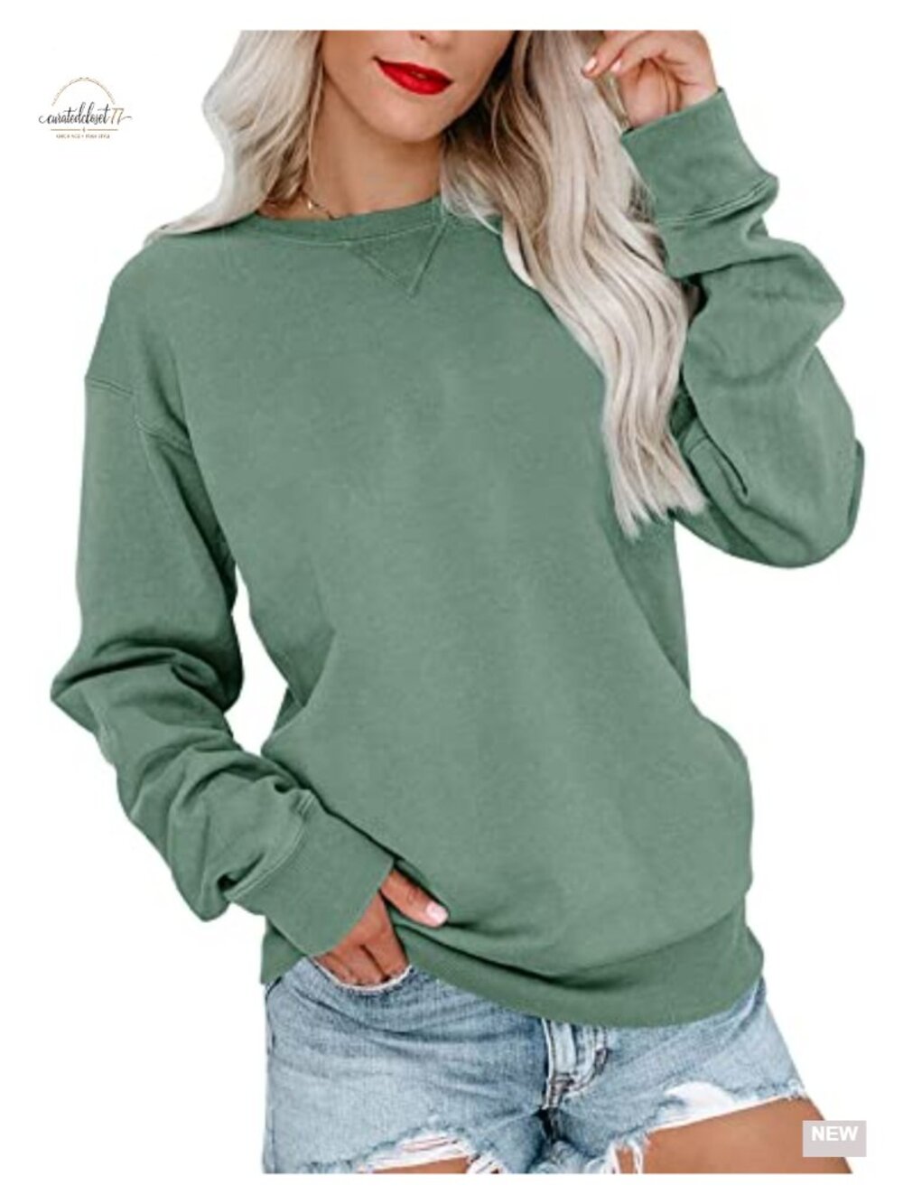Womens Long Sleeve Crew Neck Sweatshirt Pullover Relaxed Fit Casual Top